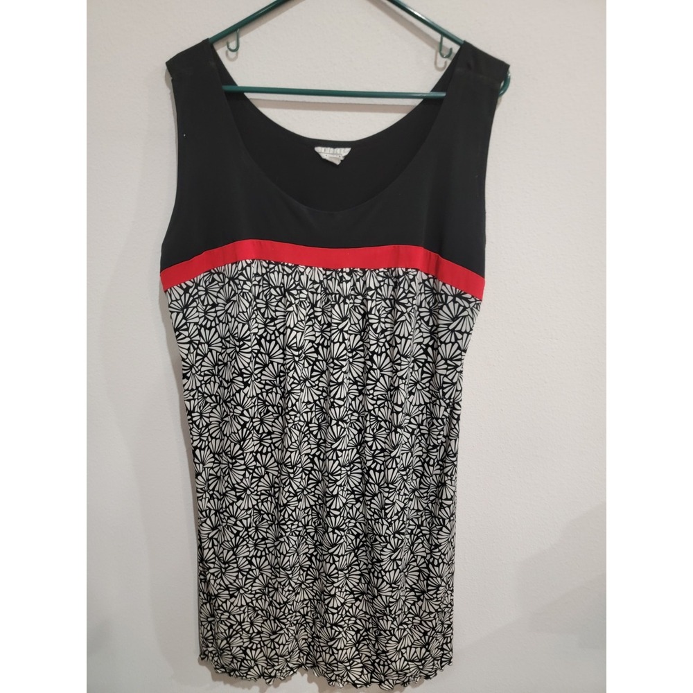 En Focus Studio Women's Dress Size 20W Sleeveless Black & White Paisley with Red